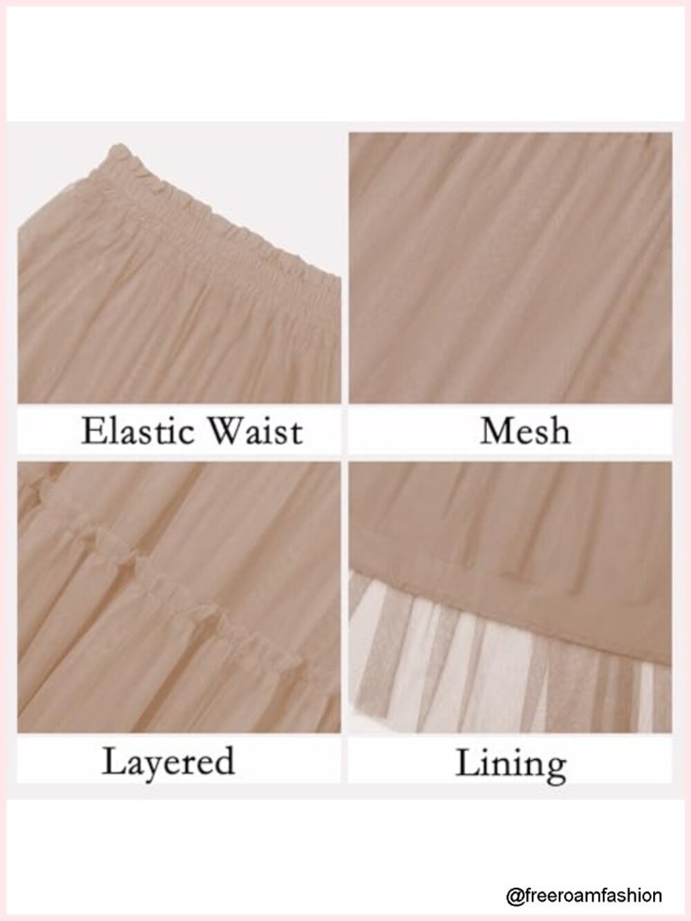 Layered Tulle Midi Skirt A-Line Elastic Waist Tutu Skirt Fairy Ruffle - Picture 3 of 6